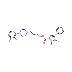 Cc1cccc(N2CCN(CCCCNC(=O)c3cc(-c4ccccc4)n(C)c3C)CC2)c1C ZINC000049032982