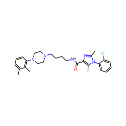 Cc1cccc(N2CCN(CCCCNC(=O)c3nc(C)n(-c4ccccc4Cl)c3C)CC2)c1C ZINC000115173690