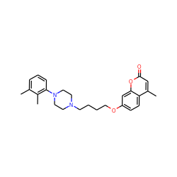 Cc1cccc(N2CCN(CCCCOc3ccc4c(C)cc(=O)oc4c3)CC2)c1C ZINC000096929501