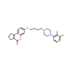 Cc1cccc(N2CCN(CCCCOc3ccc4c5c(c(=O)oc4c3)CCC5)CC2)c1C ZINC000103268594