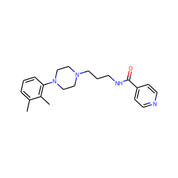 Cc1cccc(N2CCN(CCCNC(=O)c3ccncc3)CC2)c1C ZINC000653806059