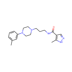 Cc1cccc(N2CCN(CCCNC(=O)c3cn[nH]c3C)CC2)c1 ZINC000063770987