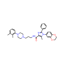 Cc1cccc(N2CCN(CCCNC(=O)c3nc(-c4ccccc4)n(-c4ccc5c(c4)OCCO5)c3C)CC2)c1C ZINC000072104701