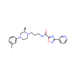 Cc1cccc(N2CCN(CCCNC(=O)c3nc(-c4cccnc4)no3)[C@H](C)C2)c1 ZINC000029042442