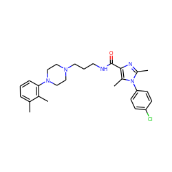 Cc1cccc(N2CCN(CCCNC(=O)c3nc(C)n(-c4ccc(Cl)cc4)c3C)CC2)c1C ZINC000072105059