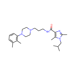 Cc1cccc(N2CCN(CCCNC(=O)c3nc(C)n(CC(C)C)c3C)CC2)c1C ZINC000072105367