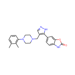 Cc1cccc(N2CCN(Cc3cn[nH]c3-c3ccc4[nH]c(=O)oc4c3)CC2)c1C ZINC000144050558