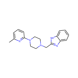 Cc1cccc(N2CCN(Cc3nc4ccccc4[nH]3)CC2)n1 ZINC000013581149