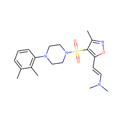 Cc1cccc(N2CCN(S(=O)(=O)c3c(C)noc3/C=C/N(C)C)CC2)c1C ZINC000049539871