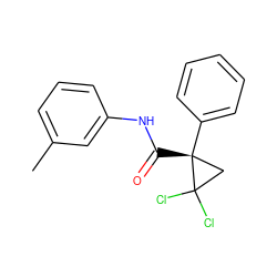 Cc1cccc(NC(=O)[C@@]2(c3ccccc3)CC2(Cl)Cl)c1 ZINC000003166300