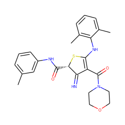 Cc1cccc(NC(=O)[C@@H]2SC(Nc3c(C)cccc3C)=C(C(=O)N3CCOCC3)C2=N)c1 ZINC000018163327