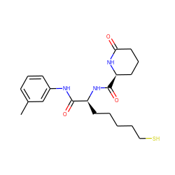 Cc1cccc(NC(=O)[C@H](CCCCCS)NC(=O)[C@@H]2CCCC(=O)N2)c1 ZINC000204941822