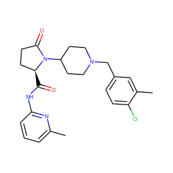 Cc1cccc(NC(=O)[C@H]2CCC(=O)N2C2CCN(Cc3ccc(Cl)c(C)c3)CC2)n1 ZINC000116815210