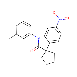 Cc1cccc(NC(=O)C2(c3ccc([N+](=O)[O-])cc3)CCCC2)c1 ZINC000000281813