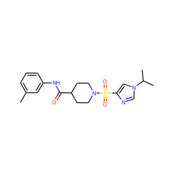 Cc1cccc(NC(=O)C2CCN(S(=O)(=O)c3cn(C(C)C)cn3)CC2)c1 ZINC000064957727