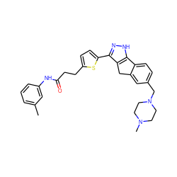 Cc1cccc(NC(=O)CCc2ccc(-c3n[nH]c4c3Cc3cc(CN5CCN(C)CC5)ccc3-4)s2)c1 ZINC000036338895