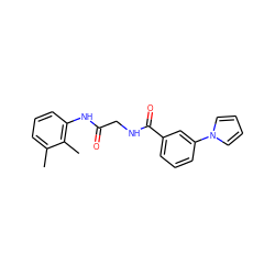 Cc1cccc(NC(=O)CNC(=O)c2cccc(-n3cccc3)c2)c1C ZINC000012521750