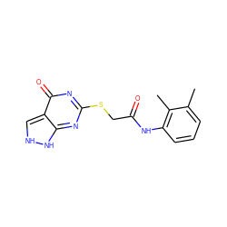 Cc1cccc(NC(=O)CSc2nc3[nH][nH]cc-3c(=O)n2)c1C ZINC000013116787