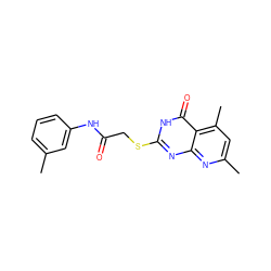 Cc1cccc(NC(=O)CSc2nc3nc(C)cc(C)c3c(=O)[nH]2)c1 ZINC000017886071