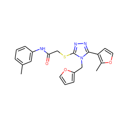 Cc1cccc(NC(=O)CSc2nnc(-c3ccoc3C)n2Cc2ccco2)c1 ZINC000004860424