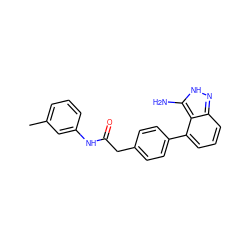 Cc1cccc(NC(=O)Cc2ccc(-c3cccc4n[nH]c(N)c34)cc2)c1 ZINC000038318181