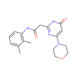 Cc1cccc(NC(=O)Cc2nc(N3CCOCC3)cc(=O)[nH]2)c1C ZINC000115069549