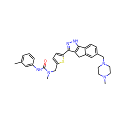 Cc1cccc(NC(=O)N(C)Cc2ccc(-c3n[nH]c4c3Cc3cc(CN5CCN(C)CC5)ccc3-4)s2)c1 ZINC000028642609