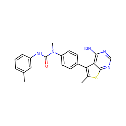 Cc1cccc(NC(=O)N(C)c2ccc(-c3c(C)sc4ncnc(N)c34)cc2)c1 ZINC000013673599