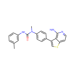 Cc1cccc(NC(=O)N(C)c2ccc(-c3csc4ccnc(N)c34)cc2)c1 ZINC000028703814