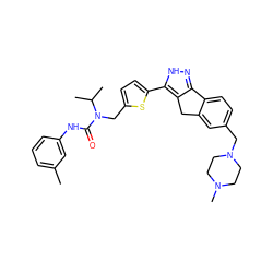 Cc1cccc(NC(=O)N(Cc2ccc(-c3[nH]nc4c3Cc3cc(CN5CCN(C)CC5)ccc3-4)s2)C(C)C)c1 ZINC000036338858