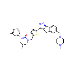 Cc1cccc(NC(=O)N(Cc2ccc(-c3[nH]nc4c3Cc3cc(CN5CCN(C)CC5)ccc3-4)s2)CC(C)C)c1 ZINC000036338850