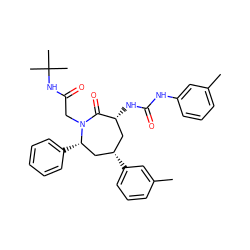 Cc1cccc(NC(=O)N[C@@H]2C[C@H](c3cccc(C)c3)C[C@H](c3ccccc3)N(CC(=O)NC(C)(C)C)C2=O)c1 ZINC000026729093