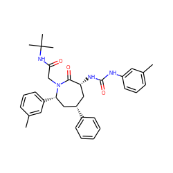 Cc1cccc(NC(=O)N[C@@H]2C[C@H](c3ccccc3)C[C@H](c3cccc(C)c3)N(CC(=O)NC(C)(C)C)C2=O)c1 ZINC000026740108