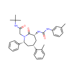 Cc1cccc(NC(=O)N[C@@H]2C[C@H](c3ccccc3C)C[C@H](c3ccccc3)N(CC(=O)NC(C)(C)C)C2=O)c1 ZINC000026719999