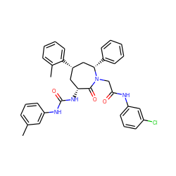 Cc1cccc(NC(=O)N[C@@H]2C[C@H](c3ccccc3C)C[C@H](c3ccccc3)N(CC(=O)Nc3cccc(Cl)c3)C2=O)c1 ZINC000026735560