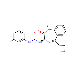 Cc1cccc(NC(=O)N[C@@H]2N=C(C3CCC3)c3ccccc3N(C)C2=O)c1 ZINC000029557514