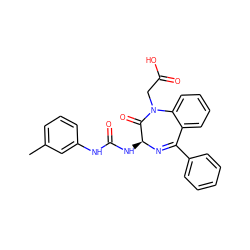 Cc1cccc(NC(=O)N[C@@H]2N=C(c3ccccc3)c3ccccc3N(CC(=O)O)C2=O)c1 ZINC000013732625