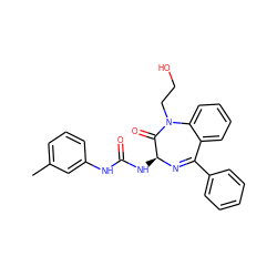 Cc1cccc(NC(=O)N[C@@H]2N=C(c3ccccc3)c3ccccc3N(CCO)C2=O)c1 ZINC000000587336