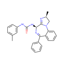 Cc1cccc(NC(=O)N[C@@H]2N=C(c3ccccc3)c3ccccc3N3C[C@H](C)N=C23)c1 ZINC000003812473