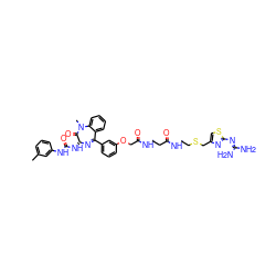 Cc1cccc(NC(=O)N[C@H]2N=C(c3cccc(OCC(=O)NCCC(=O)NCCSCc4csc(N=C(N)N)n4)c3)c3ccccc3N(C)C2=O)c1 ZINC000095608746