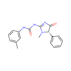 Cc1cccc(NC(=O)NC2=NC(=O)[C@H](c3ccccc3)N2C)c1 ZINC000049780029