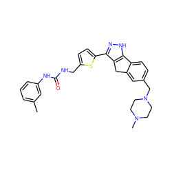 Cc1cccc(NC(=O)NCc2ccc(-c3n[nH]c4c3Cc3cc(CN5CCN(C)CC5)ccc3-4)s2)c1 ZINC000036338846