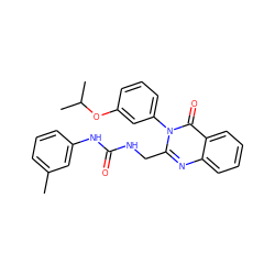 Cc1cccc(NC(=O)NCc2nc3ccccc3c(=O)n2-c2cccc(OC(C)C)c2)c1 ZINC000027901129