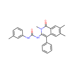 Cc1cccc(NC(=O)Nc2c(-c3ccccc3)c3cc(C)c(C)cc3c(=O)n2C)c1 ZINC000013742615