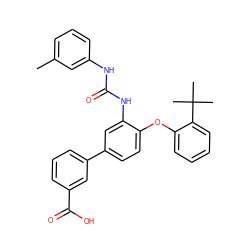 Cc1cccc(NC(=O)Nc2cc(-c3cccc(C(=O)O)c3)ccc2Oc2ccccc2C(C)(C)C)c1 ZINC001772589073