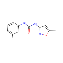 Cc1cccc(NC(=O)Nc2cc(C)on2)c1 ZINC000000137613