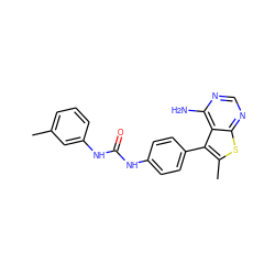 Cc1cccc(NC(=O)Nc2ccc(-c3c(C)sc4ncnc(N)c34)cc2)c1 ZINC000013673585