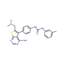 Cc1cccc(NC(=O)Nc2ccc(-c3c(CN(C)C)sc4ncnc(N)c34)cc2)c1 ZINC000013673658