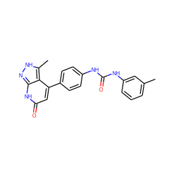 Cc1cccc(NC(=O)Nc2ccc(-c3cc(=O)[nH]c4n[nH]c(C)c34)cc2)c1 ZINC001772653594