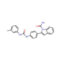 Cc1cccc(NC(=O)Nc2ccc(-c3cc4ccccc4n3C([NH])=O)cc2)c1 ZINC000584618561